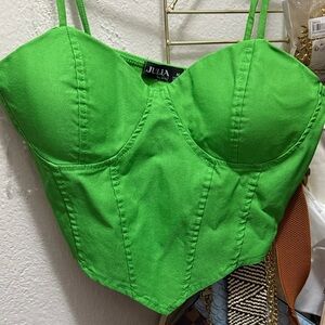 Love Bright Green Bustier Crop Top
